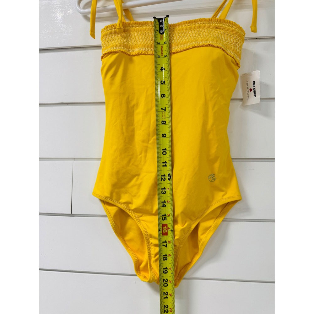 Draper James Lands End Yellow Smocked Tie Shoulder One Piece Swimsuit Size 2 NEW - Picture 8 of 9